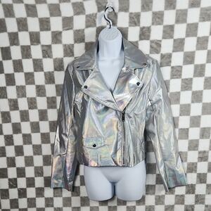 Y3K Holographic Silver Halo metallic Jacket Small Forever 21 s
